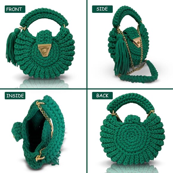 Evening Clutch Bag Women Handmade Crochet Formal Small Flap Crossbody - Picture 5 of 6